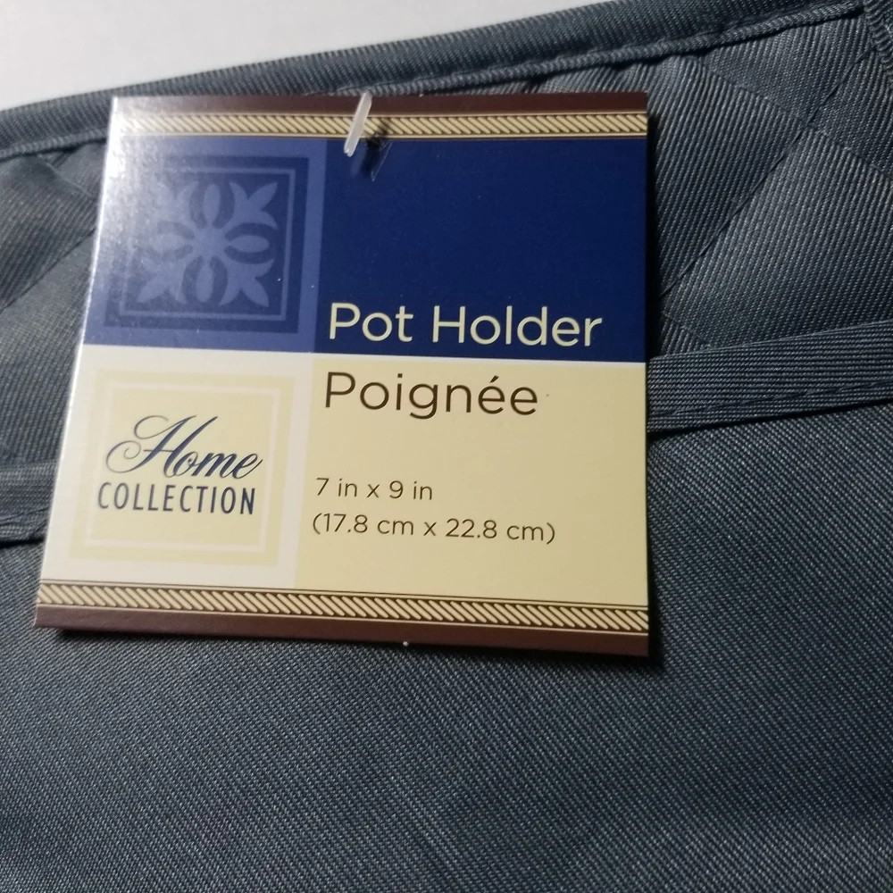 NWT HOME COLLECTION GRAY POT HOLDER SET WITH GRIP PAD